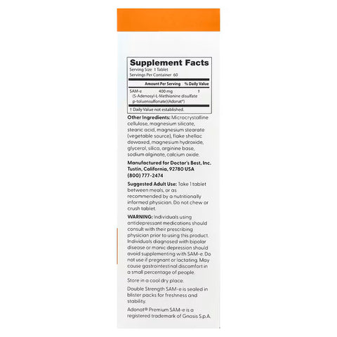 Doctor's Best SAM-e 400 mg 60 Liver , Joint , Cognition Brain & Cognitive Enteric Coated Tablets