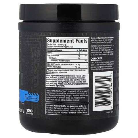 MuscleTech Cell Tech Con-Cret Creatine HCl + Creatine Monohydrate Extreme Zero Sugar 257 g