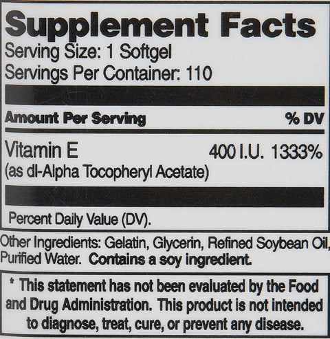 21st Century Vitamin E (antioksidan) 180 mg (400 IU) 110 Softgels