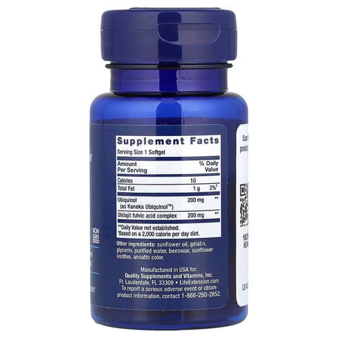 Life Extension Super Kaneka Ubiquinol CoQ10 with Enhanced Mitochondrial Support Shilajit fulvic 200 mg 30 Softgels