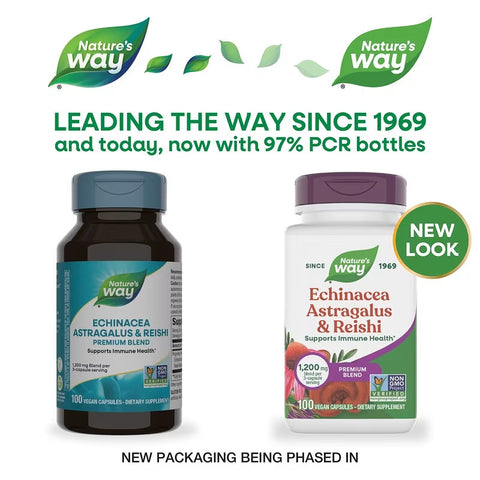 Nature's Way Echinacea Astragalus & Reishi Mushrooms 100 Vegan Capsules