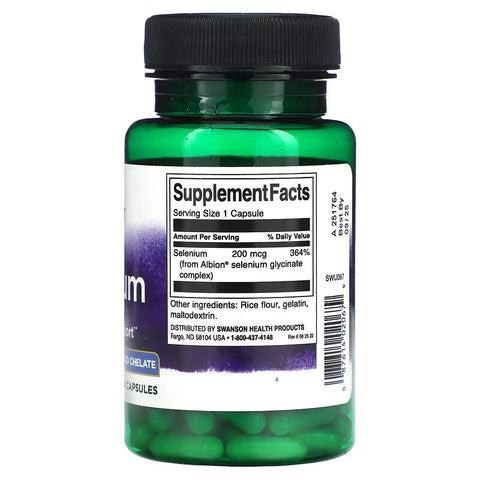 Swanson Albion Selenium Antioxidant(Antioksidan) Complex, 200 mcg 90 Caps