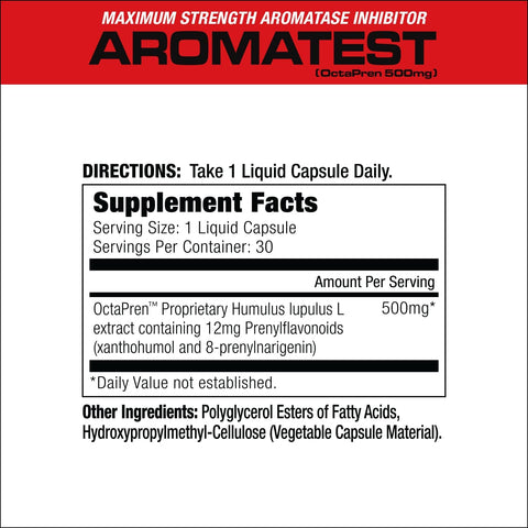 MuscleMeds AROMATEST Testosterone Booster & Aromatase Inhibitor, Lowers Estrogen, Supports Muscle Building & Strength, Anti-Aging Men's Health 30 Liquid caps