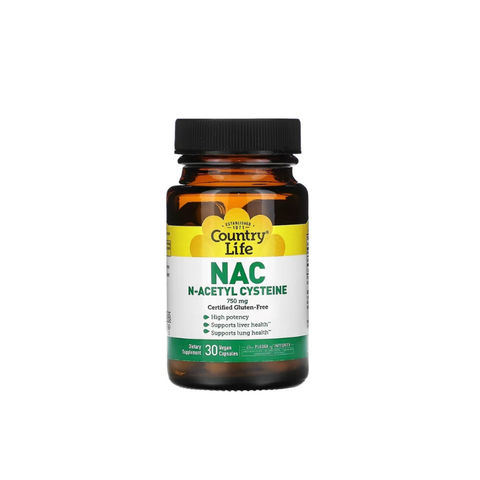 Country Life NAC N-Asetil Sistein 750 mg 30 Vegan Kapsül