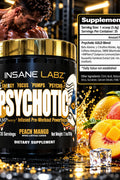 Insane Labz Psychotic Gold PreWorkout Beta Alanine, DMAE Bitartrate, NO Booster 35 Servis - Peach Mango