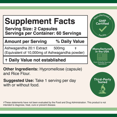 DOUBLE WOOD Ashwagandha - 120  500 mg capsul