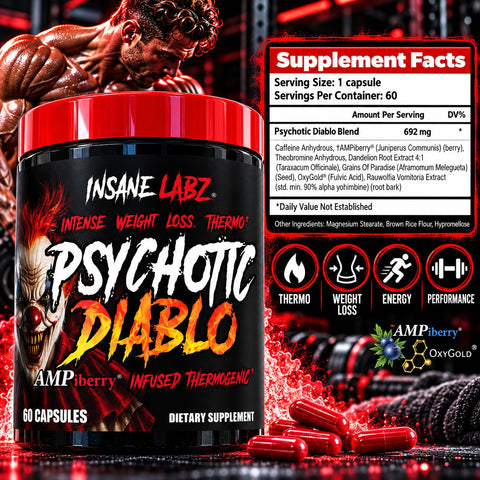 Insane Labz Psychotic Diablo Thermogenic Fat Burner Yohimbine 60 Caps
