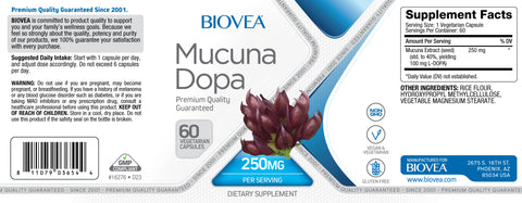 BIOVEA Mucuna Dopa 250 mg / 60 Caps
