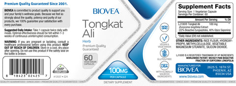 Biovea LJ100 %22 100:1 Tongkat Ali 60 Caps