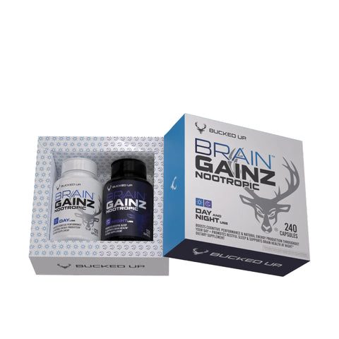 Bucked Up Brain Gainz Nootropic Lions mane+Same+PQQ+Niacin+Theanine+Huperzine+Reishi 240 Caps USA.
