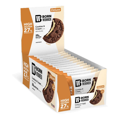 Born Winner Deluxe Protein Cookies – Cookies and Cream with filling 12x75g - Proteinli Kurabiye