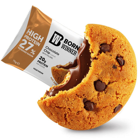 Born Winner Deluxe Protein Cookie – Chocolate Chip with filling 12x75g - Çikolata aromalı proteinli kurabiye