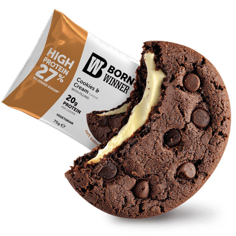 Born Winner Deluxe Protein Cookies – Cookies and Cream with filling 12x75g - Proteinli Kurabiye