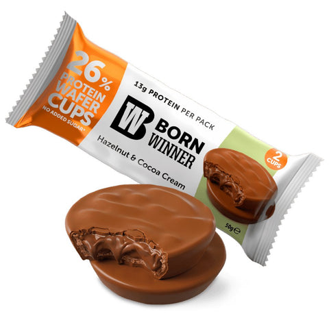 Born Winner Protein Wafer Cups – Hazelnut & Cocoa Cream 12 pcs
