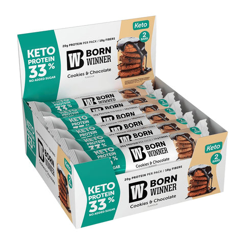 Born Winner KETO Protein Bar – Cookies with Chocolate 12 pcs