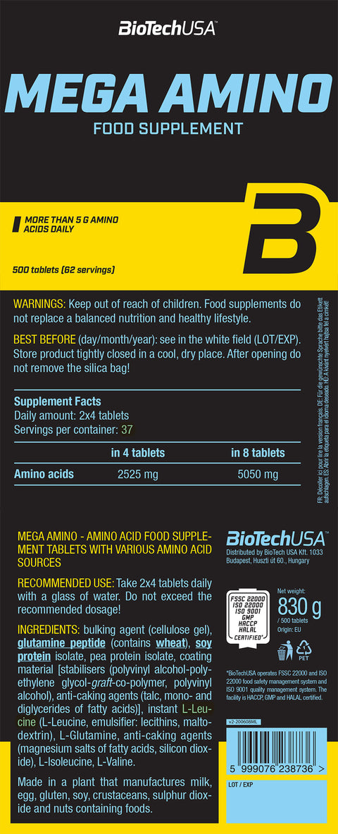 BIOTECH USA Mega Amino - 500 tablets
