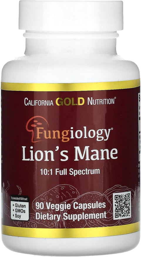California Gold Nutrition Organic Lion's Mane Mushrooms Brain & Cognitive 90 PlantCaps