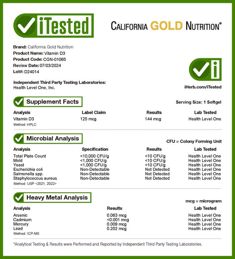 California Gold Nutrition Vitamin D3 VİTAMİN 125 mcg 5,000 IU 90 Fish