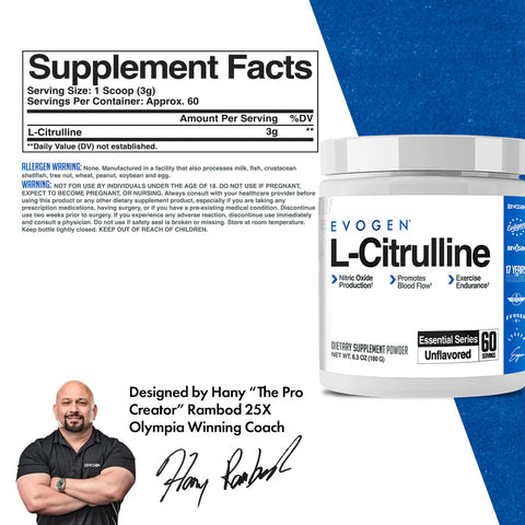 Evogen L-Citrulline(Sitrulin) Nitric Oxide Powder - 60 Servis