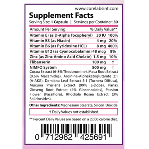 CORE LABS NIMFO Female Libido booster flibanserin 30 caps