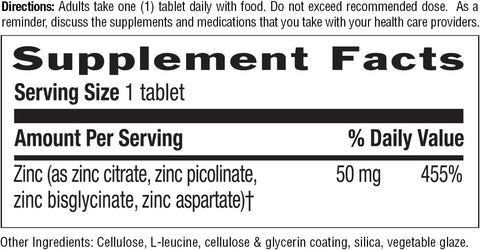 Country Life Target-Mins Zinc citrate , picolinate , bisglycinate 50 mg 90 Tablet Immune Health