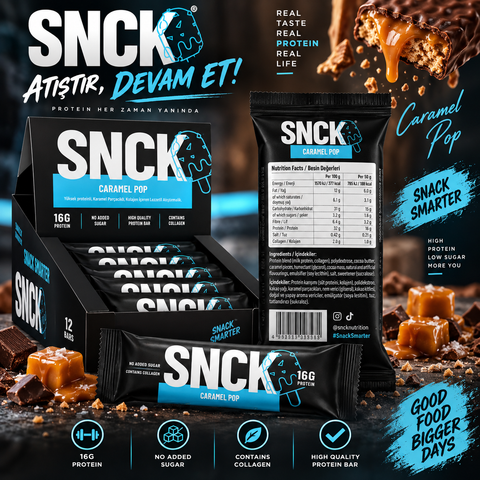 Snck Protein Bar 12*55 Gr - Caramel Pop - Fındık Karamel