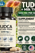VINATURA TUDCA Milk Thistle 1250mg Bile Salts Liver Support, Gallbladder 90 Caps