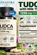 VINATURA TUDCA Milk Thistle 1250mg Bile Salts Liver Support, Gallbladder 90 Caps