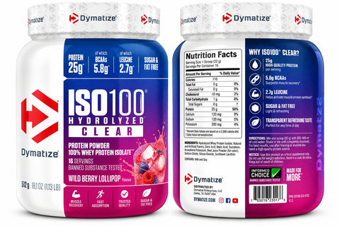 Dymatize Iso 100 Hydrolyzed İzole Clear Protein 512 Gr - Wild berry Lollipop flavour