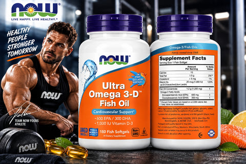 NOW Foods, Ultra Omega 3-D Fish Oil EPA DHA Vitamin D3 Cardiovascular Support 180 Fish Softgels