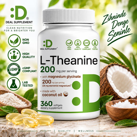 Deal Supplement L-Theanine with Magnesium Glycinate Amino Acid & Mineral Complex 360 Softgels