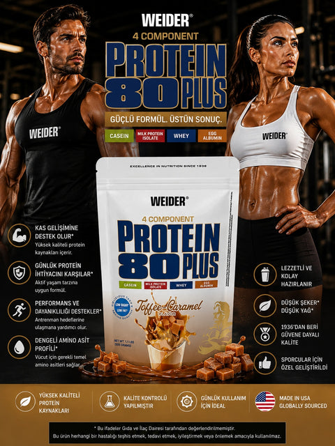 Weider 80 Plus Casein & Isolate & Whey & Egg Protein Tozu 500 gram - Caramel