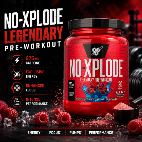 BSN N.O.-XPLODE Legendary Preworkout Blue Raz 555 g