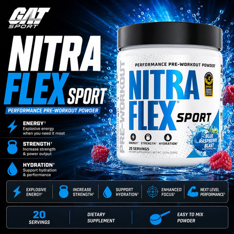 Gat Sport Nitraflex Extreme Support Preworkout Hydration Blue Rasperry blast 309 gr
