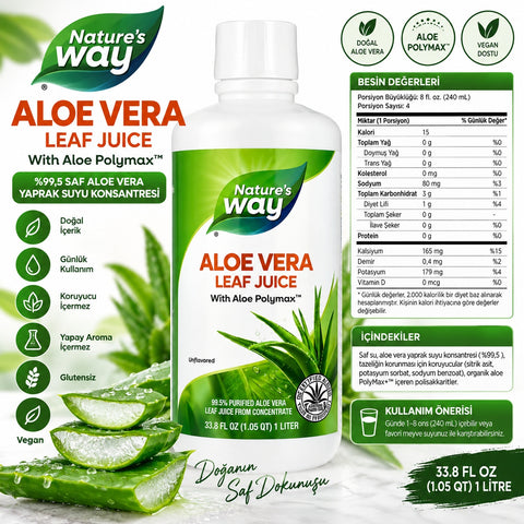 Nature's Way Aloe Vera Leaf Juice, With Aloe Polymax+ Unflavored  1 LT