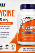 NOW Foods Glycine Nervous Dna System Support 1,000 mg 250 Veg Capsules