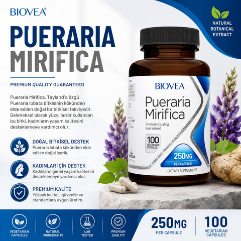 Biovea PUERARIA MIRIFICA Menopause Women Support 250mg 100 Vegetarian Capsules