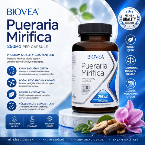 Biovea PUERARIA MIRIFICA Menopause Women Support 250mg 100 Vegetarian Capsules