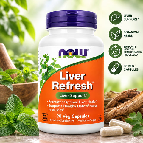 NOW Foods Liver Refresh Milk Thistle Artichoke Glutathione  90 Veg Capsules
