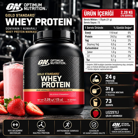 Optimum Nutrition Gold Standard Whey Protein Tozu 2263 Gr - Strawberry