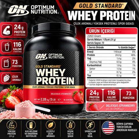 Optimum Nutrition Gold Standard Whey Protein Tozu 2263 Gr - Strawberry
