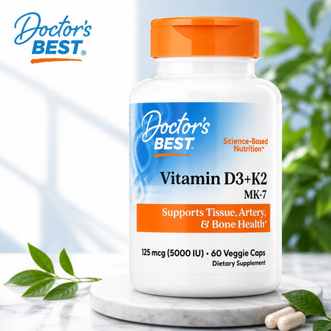 Doctor's Best Vitamin D3 + K2 MK-7 5000 IU 60 Veggie Caps