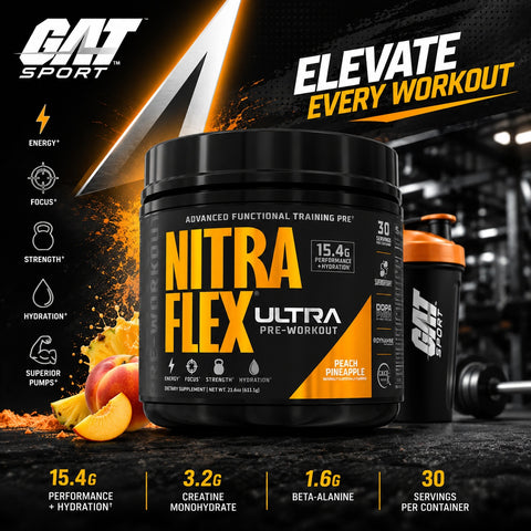 GAT SPORT Nitraflex Ultra PreWorkout Supplement Peach Pineapple 611,1 Gr