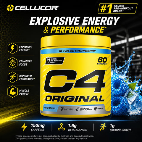Cellucor C4 Original PreWorkout 60 Serving - Icy Blue Raspberry