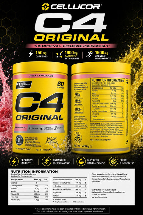 Cellucor C4 Original PreWorkout 60 Serving - Pink Lemonade