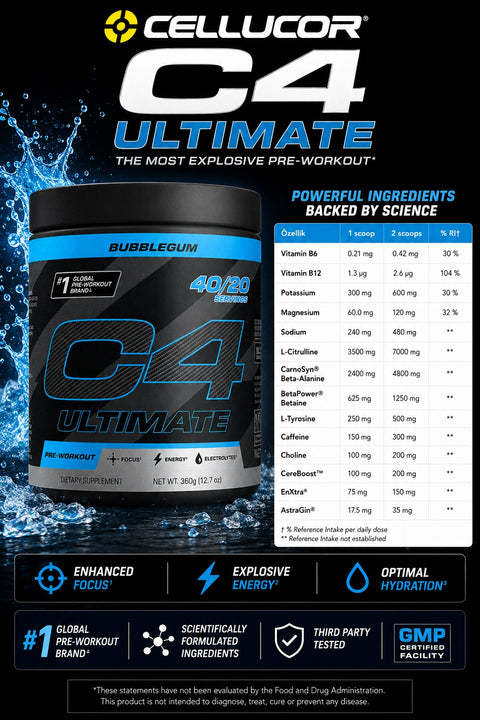 Cellucor C4 Ultimate Preworkout 380g Bubble Gum 40 Servis