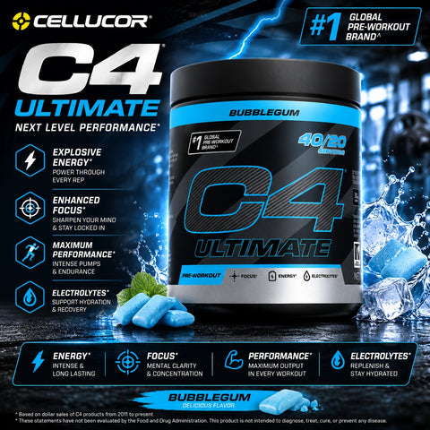 Cellucor C4 Ultimate Preworkout 380g Bubble Gum 40 Servis