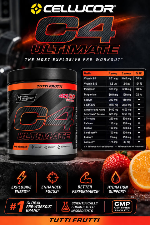 Cellucor C4 Ultimate Preworkout 380g Tutti Frutti 40 Servis