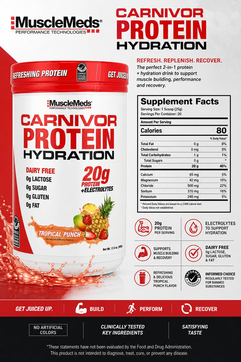 MuscleMeds, Carnivor Protein Hydration Tropical Punch 500 g