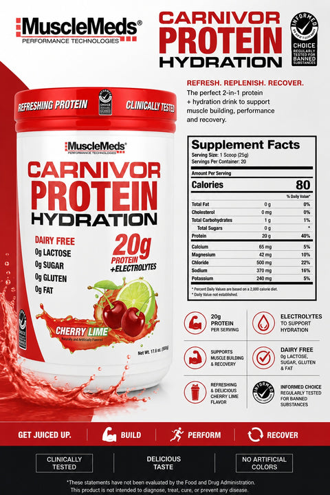 MuscleMeds Carnivor Protein Hydration Cherry Lime 500 g